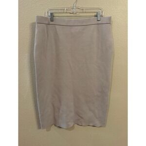 Donna Karan Pencil Skirt Womens XL Taupe Excellent Knit Midi Office Wear